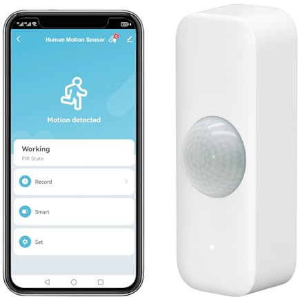 Détecteur de Mouvement Smart, WiFi capteur de Mouvement Infrarouge pour système d'alarme, détecteur de capteur avec Surveillance à Distance Via l'app, Notifications d'alerte, Compatible Alexa. 1PCS