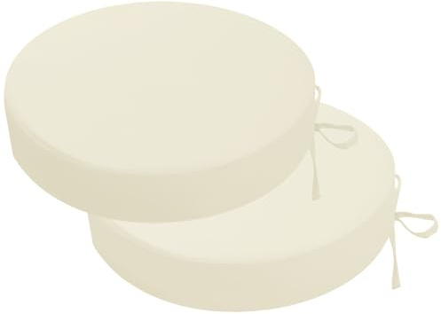 PRIMEPATIO Lot de 2 Coussins de chaise Ronds pour l'extérieur, Coussins de siège imperméables pour l'extérieur, Coussins de chaise pour terrasse résistants aux couleurs avec bandes, Mobilier de