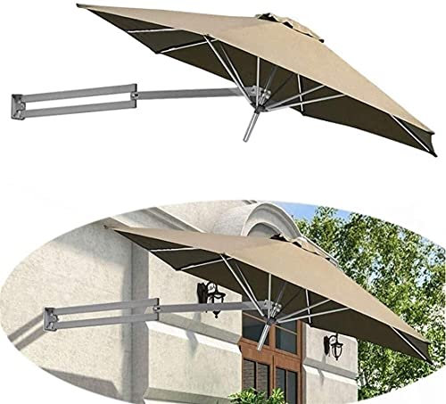 Parasol Garden Parasols Wall-Mounted Outdoor with Metal Pole Sun Shade UV-proof Umbrella, 7ft / 2.2m