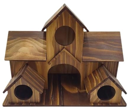 Fonowx Bird House in Legno Naturale Appendibile con Spazio per Passeri E Bluebird Stile Rustico per Decorazione di Casa Cortile Giardino E Locali Pubb, Style a