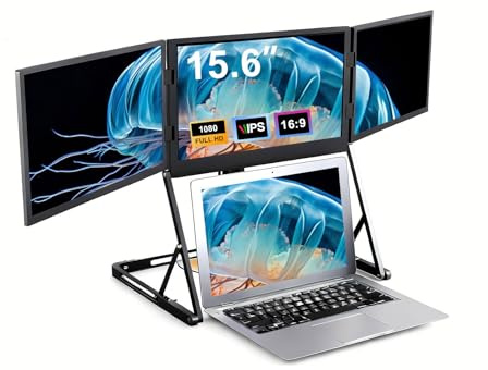 Laptop Triple Monitor Extender 15,6 Tums, Bärbar Monitor Hdr Ips, Extern Monitor För Laptop, Trippel Monitor Setup För Hemmakontor Och Resor
