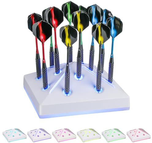 Aukuoy Darthalter Ständer 12 Darts Display, RGB Dart Base Station, Professionelles Dart Holder Dartzubehör