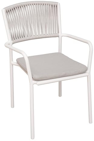 Gruppo Maruccia - Sedia per Esterni con Braccioli - Struttura Impialbile in Alluminio - Cuscino Imbottito incluso - Arredamento Giardini, Ristoranti, Bar