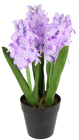 Konstgjord hyacint, violett, ljus i kruka – 30 cm, konstgjord blomma, dekorativ blomma, konstgjord blomma, vårblomma, vårblomma, realistisk vårdekoration, sidenblomma, påskblomma, påskdekoration