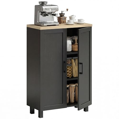 HOMCOM Aparador de 2 Puertas, Aparador de Salón Estrecho, Armario de Cocina con Estante Ajustable, para Cocina, Entrada, Dormitorio, 60x30x90 cm, Negro