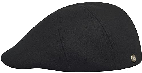 Sterkowski Modell Ivy Five | Wolle Schirmmütze für Herren und Frauen | Gatsby Newsboy Cap Schiebermütze Golf Winter Irische Barrett Vintage Retro Kappe Kasket Winter Warm Schwarz 57