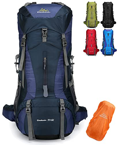 Doshwin 70L Rucksack Campingrucksack Trekkingrucksack Wanderrucksack Reiserucksack (mit Regenschutz) (Dunkelblau)