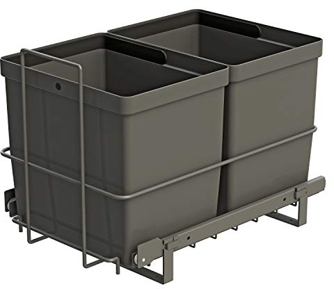 LM 79/2 Einbau Mülleimer ausziehbar mit 2x16L Abfalleimer Korbauszug anthrazitfarben 33,2x48x35,5 cm Mülltrennsystem Küche Unterschrank