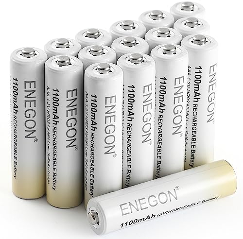 ENEGON AAA Batterien 1100mAh wiederaufladbar - Hochkapazitäts 1,2V NI-MH AAA Akkus vorgeladen - geringe Selbstentladung, inkl. Aufbewahrungsbox, 16er Pack