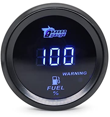 Shkalacar Indicatore Livello Carburante, Display Digitale da 2 Pollici, Universale 52MM, 240-33 Ohm, LED Blu/LED Rosso, 12V