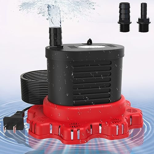 AgiiMan Pool Cover Pump Above Ground - 850 GPH Submersible Water Pump for Pool Draining, Portable Small Sump Pumps with 16' Drainage Hose and 25' Power Cord, 3 Adapters