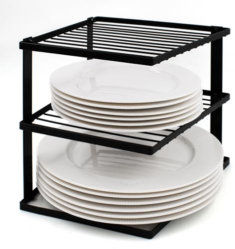 joeji's Kitchen Scolapiatti Stabile Per Riporre Gli Oggetti In Cucina - Scolapiatti Angolare Per Armadio - Organizer Per Ripiani 25x25x19 Nero