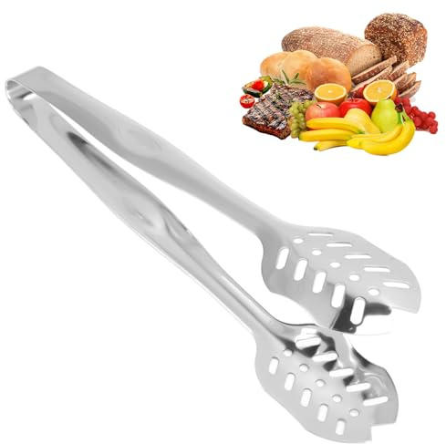 Serveringstång kökstång 25 cm långa silverblad 304 rostfritt stål bakningstång sockertång mat koktång salladstång grilltång för bröllop fest bar bufffett grill picknick