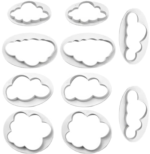 10 Piezas de Cortador de Fondant en Forma de Nube, Molde de Galletas y Pasteles en Forma de Nube, Molde de Plástico en Forma de Nube para Galletas, Cortador Creativo de Galletas