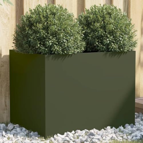 ZEYUAN Jardinera de Acero Laminado en frío Verde Oliva 62x47x46 cm, Huerto Urbano Terraza, Jardineras Exterior, Jardineria Maceteros, Mesa De Cultivo, Huerto En Casa - 841604