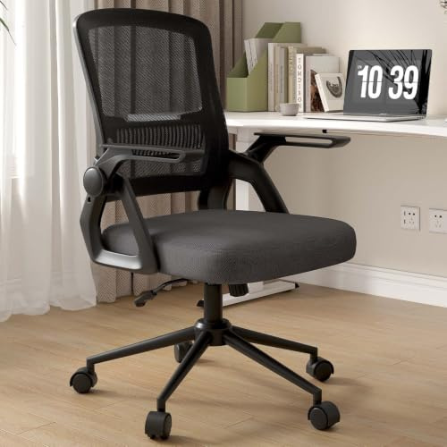 naspaluro Office Chair Ergonomic Desk, Height Adjustable Computer Chai, Executive Work Chai with Padded Seat Cushion, Swivel Mesh Chair (Without Headrest, Black-0)