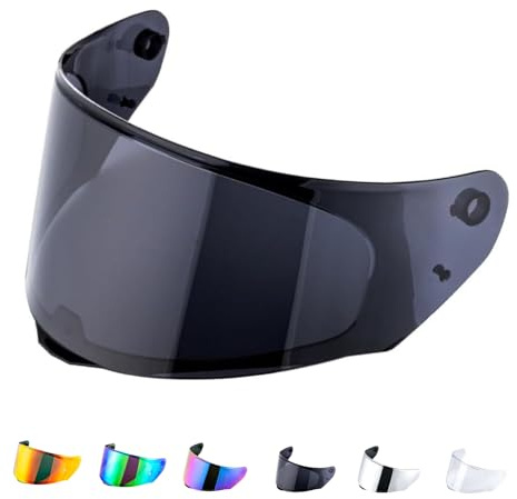 Helmvisier für LS2 FF800/FF353/FF328,Motorradhelm Visier,Motorrad Windschutz Helm Objektiv Visier Vollgesichts,Helmvisiere Zubehör Ersatz,Nicht für andere Modelle empfohlen (Schwarz)