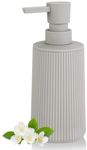 Dispenser Sapone Bagno Beige, Moderno a Righe Dosatore Sapone Cucina Detersivo Piatti, 8.5 OZ Dispenser Sapone Mani Ricaricabile (Beige, Liquido)