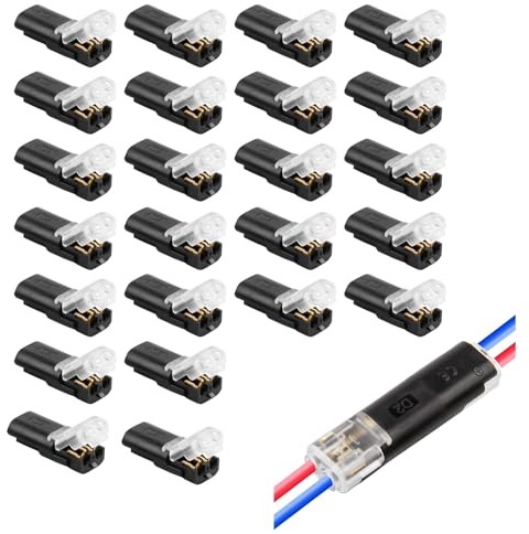 CJMUQHEHH Confezione da 24 connettori auto impermeabili a 2 pin, connettori impermeabili a 2 fili, connettori rapidi per cavi AWG 18-22, morsettiere elettriche