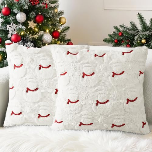 Voqeen Kuddfodral 45 x 45 cm för halloween jul fluffiga örngott set med 2 mjuka 3D plysch päls kuddfodral för stol soffa sovrum vardagsrum heminredning