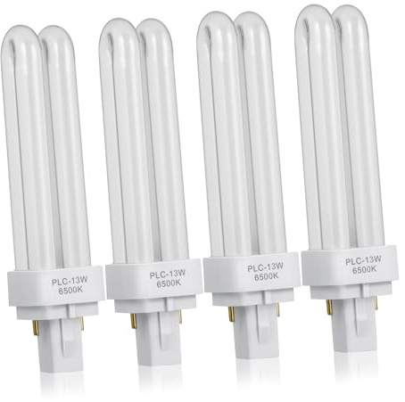 ULTECHNOVO 4 Bombillas Fluorescentes Compactas Pl-C 2 Pines 13W Tubo Plug and Unplug Para Lámpara Led Ahorro Energético Fácil Instalación