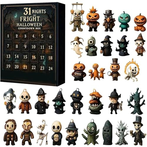 Calendario dell’Avvento Halloween 2025 – 31 Notti di Brividi, Cofanetto Regalo con Figurine Horror, Bambole Spaventose, Ciondoli da Appendere & Mini Decorazioni (31 giorni)
