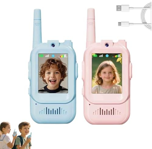 Video walkie-talkie per bambini, con fotocamera e display, confezione da 2 videocitofoni portatili ricaricabili Walkie-talkie per bambini, portata 1000 piedi, Wi-Fi, dai 3 ai 12 anni (MIX)