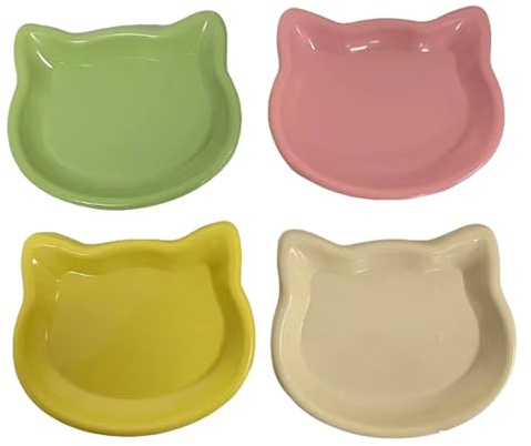 4-Pack Cat Bowl,Cat Dishes Anti-Spill Shallow Feeding Bowls for Indoor Cats, Wet and Dry Shallow Food Dish,Multi-purpose Pet Feeding Bowl, For Dry Food, Wet Food, Water, Ideal for Kittens,Indoor Pets