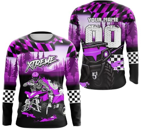ATV Motocross Jersey Men Women Kids Personalized Quad Bike Racing Jersey Xtreme Off-Road Riding ATV Shirt Motorcycle (Purple)
