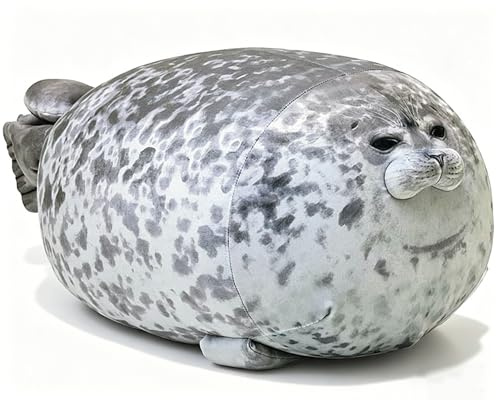 HAWHUV Chubby Seal Plush Pillow, Cute Soft Stuffed Animal Plush Toy Adorable Round Seal Plushie Hugging Pillow Cushion for Bedroom Sofa Decor Gift