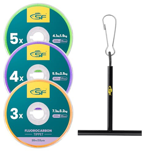 SF Clear Fluorocarbon Fly Fishing Tippet Line with Holder Leaders and Tippets-3 Pcs 3X, 4X, 5X