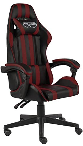 vidaXL Gaming Stuhl Höhenverstellbar Schreibtischstuhl Bürostuhl Chefsessel Drehstuhl Racing Sportsitz Computerstuhl Schwarz Weinrot Kunstleder