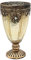 Orientalisches Windlicht - Teelichthalter - Kerzenhalter - Kelch aus Glas in Gold, mit Marokko/goldenem Metall Dekor, L/B/H 10 x 10 x 15 cm