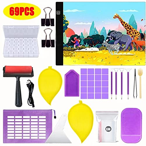 LCOZX A4 Diamant Malerei LED Lichtpad Zubehör, 5D Diamond Painting Zubehör Stift Einstellbare Helligkeit Diamant Painting Lichtplatten mit USB Kabel für Diamant Malerei,Designen,Zeichnen Skizzieren