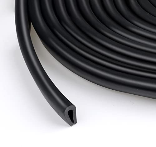 Rubber U Channel Edge Trim, Door Seal Strip, Fits Edge up to 1/16 Inch (1. 6mm) U Shape Weather Stripping(10 Feet,Black)