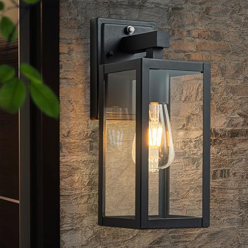 FTL Applique Murale Exterieur du Crépuscule à Aube, Porche Lampe Lanterne Exterieur avec Capteur de Lumière Ambiante, Luminaire Extérieur Mural Noir, IP44 Etanche Jardin Éclairage Mural d'Extérieur