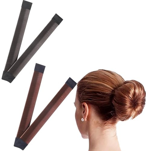 JchEnye 2 Strumenti per Fare dei Chignon, Accessori degli Strumenti per Il trecciare i Capelli,Strumenti per Fare dei Chignon a Forma di Donut Marroni per Bambini.