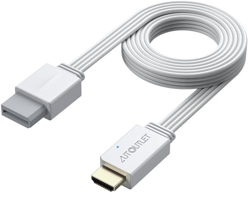 AUTOUTLET Wii till HDMI-omvandlare 1080P för Full HD-TV-apparater, 2M-kabel, Plug and Play-adapter kompatibel med Nintendo Wii och Wii U, stöder 480i/480p/576i visningslägen, inga extra kablar behövs