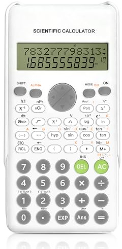 GAOHUI Scientific Calculator - 240 Functions Maths Calculator with Sliding Protective Cover, LCD School Calculators for Office Home Business Teachers Engineering (White)
