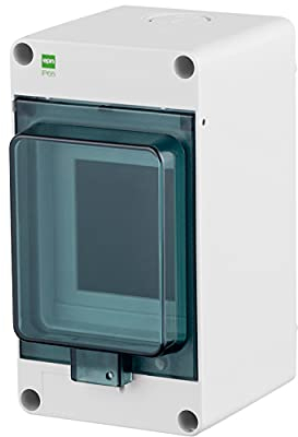 ELEKTRO-PLAST HERMETICA Aufputz Sicherungskasten Verteilerkasten Kleinverteiler 1-Reihig 3 Automaten Module IP65 Wassergeschützt Außenbereich Hellgrau