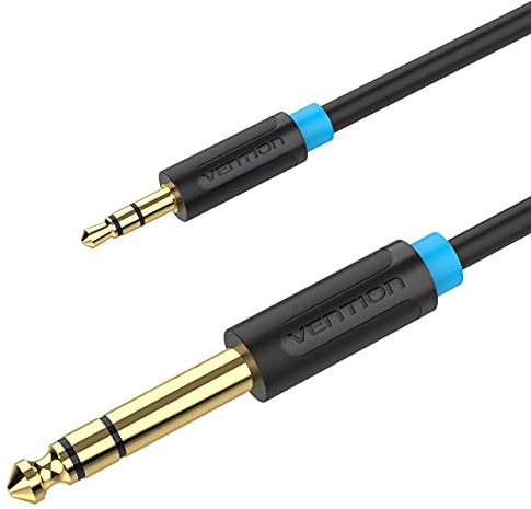 VENTION Cable Jack Estéreo de 3,5 mm a 6,35 mm, Adaptador de Audio Estéreo Macho a Conector Macho a Macho Chapado en Oro, Portátil, Dispositivos de Cine en Casa 1M