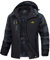 MAGCOMSEN Winterjacke Herren Warm Skijacke Fleece Gefüttert Jacke Wasserdicht Snowboardjacke Winddicht Outdoorjacke mit Abnehmbarer Kapuze Schwarz-grau 3XL