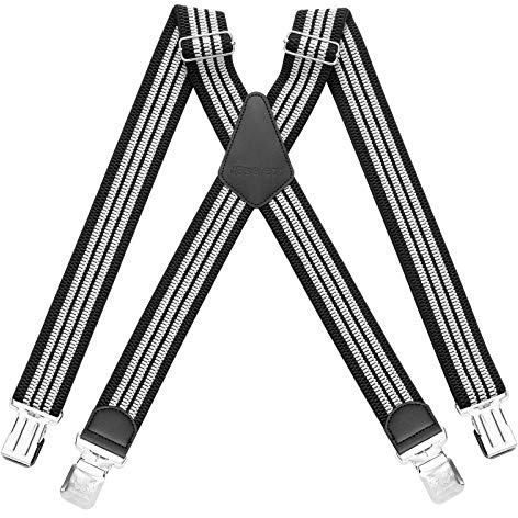 HBselect Bretelle Uomo con 4 Clip Bretelle Uomo Elastiche Accessori da Uomo Eleganti Bretelle Righe Vintage Adatto per Uomo e Donna Forma di X