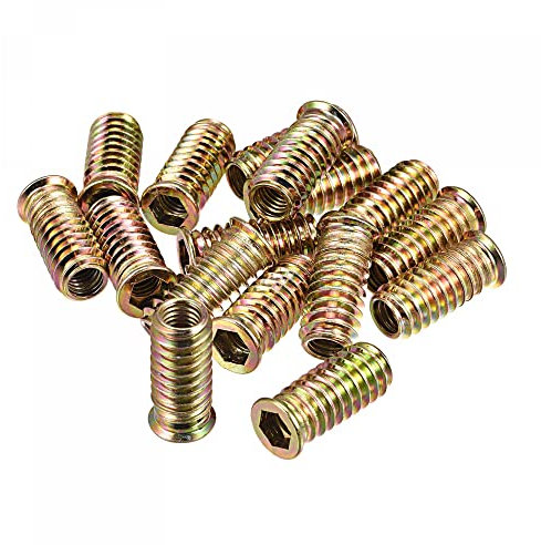 sourcing map M8x30mm Threaded Inserts for Wood Hex Socket Drive Furniture Screw-in Nut 16pcs