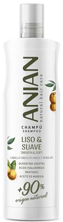 ANIAN - Champú Liso y Suave, 400 ml, para Cabello Indisciplinado y Rebelde, Limpia en Profundidad, Sella las Fibras y Refuerza el Cabello, con Aceite de Marula, Queratina Vegetal y Ácido Hialurónico