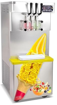 MAHWER Máquina for Hacer Helados con Cuerpo Transparente, Vertical, Comercial, for Tienda de té con Leche, Cono Dulce Suave de 3 Colores