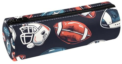 VAPOKF Federmäppchen, Motiv: American Football-Helme, Leder, Stifteetui, Münzbörse, Kosmetiktasche, Make-up-Tasche für Studenten, Schreibwaren, Schule, Büro, Aufbewahrung, multi, 20x6.3cm/7.9x2.5in,