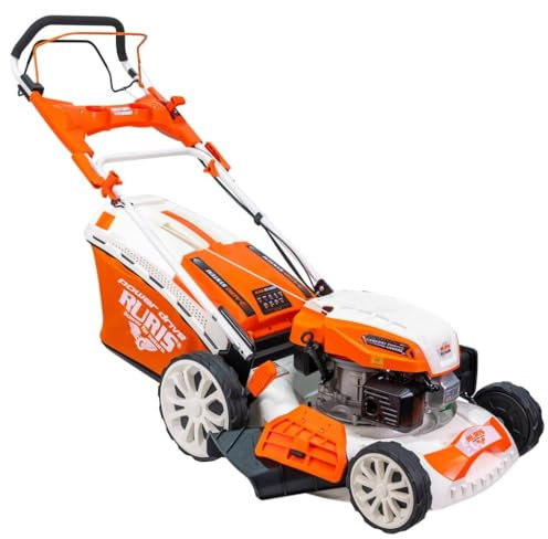 RURIS Tondeuse à Gazon Thermique RX300S 3,5 CV – Largeur 46 cm, Autopropulsée, 5 Fonctions - Ramassage, Éjection, Mulching, 1500 m², Moteur 4 Temps, Bac 65L