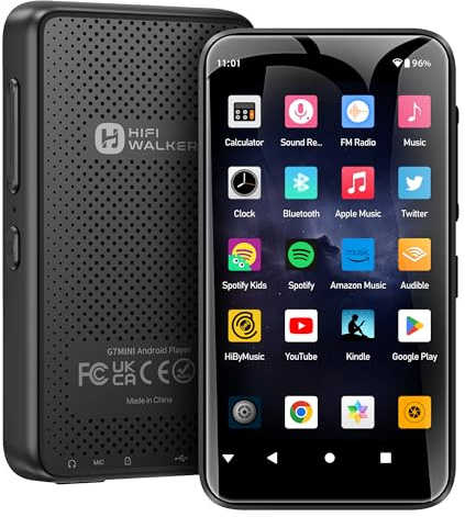 HIFI WALKER G7mini2 Reproductor MP3 80GB con Bluetooth & WiFi, Reproductor de Música 4″ para Spotify y Youtube Music, Reproductor MP4 Video 1080P, Negro