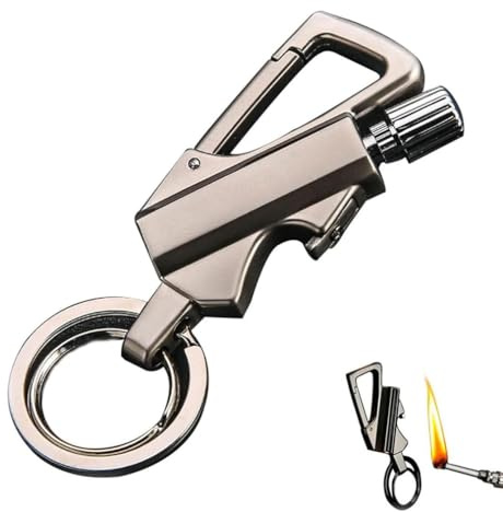 Permanent Match Infinity Lighter, Portable Multifunctional Ignition Device, Fiammiferi permanenti in metallo, impermeabili, portachiavi per auto, Senza benzina (Nrgento)